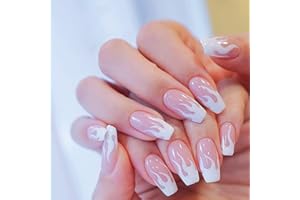 BELUGSIN 24 sztuki długich sztucznych paznokci Press on Nails Ballerina długie sztuczne paznokcie do naklejenia trumny sztuczne paznokcie dla kobiet i dziewcząt