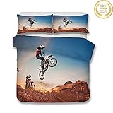 3D Moto Housse de Couette Parure de Lit 1/2 Personnes, Morbuy Imprimé Microfibre Ensemble de Literie avec Housses de Couettes Taies d'oreillers (140x200cm -2pcs,Moto de Fantaisie)