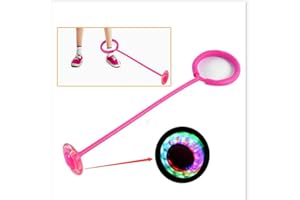 TIKWISDOM 62cm langes, LED Single Leg Blinkende Rad Springen Kinder Ball Outdoor Spiele Energetisch - Kinder Hüpfen Ball Fuß Ball Spielzeug Swing Ball (Pink)
