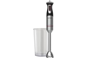 Solac Solution BA5695 - Batidora de mano de 1200W, con regulador de velocidades progresivo, función turbo, campana anti salpicaduras, cuchillas de alta resistencia en inox, incluye vaso medidor