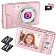 Digital Camera 1080P Full HD Compact Camera 48MP Vlogging Camera with 16X Digital Zoom, FamBrow Photo Camera 2.4 Inch LCD Mini Video Camera for Students/Children/Adults/Beginners(Light Pink)