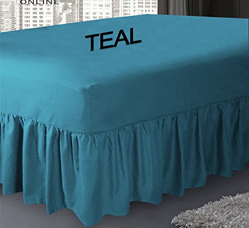 Simple drap-housse en polycoton teinté et équipé dune jupe de MAS International Ltd, Polycoton, bleu sarcelle, Simple