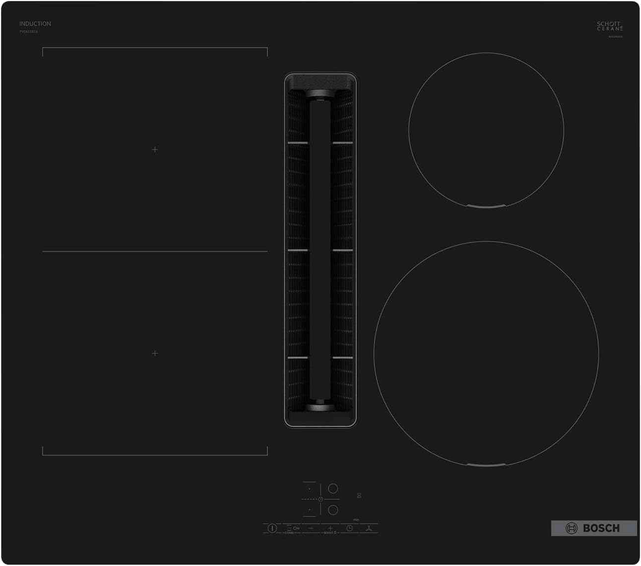 Bosch PVS611B16E Series 4, Built-in Induction hob with integrated ventilation system 60 cm surface mount without frame