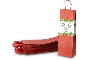 BIOZOYG 250 buste di carta Sacchetti regalo per bottiglie con manico 14x8x40cm carta Kraft grammatura 100 G/M2 confezione pregiata per vino I sacchetto vino I busta regalo per vino I bordeaux