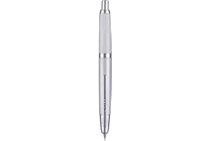 WIKULT Jinhao 10 Press Fountain Pen with Box, Brushed Matt Chromium Retractable Extra Fine Nib with Ink Converter Set (Silver Clip)
