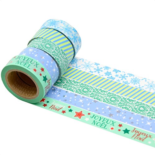 K-LIMIT 5er Set Washi Tape Dekoband Masking Tape Klebeband Scrapbooking DIY Joyeux Noël Weihnachten Christmas 9688