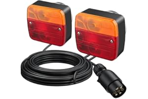 RED STAR 12v Cable Magnetic Trailer Towing Lights Rear Tail Board Lamps Stop (RED&AMBER BULB TYPE, 10m)