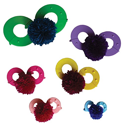 12-tlg. Pom Pom Maker Set Bommel Maker Kugelweber Macher aus Kunststoff von Curtzy - 6 Größen DIY PomPom/Bommel-Webstuhl für die Verwendung mit Wolle oder Garn – das beste Set für Pom-Pom-Bälle-Webprojekte, Bommel Herstellung für Erwachsene oder K