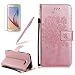 Produktbild Handyhülle für Galaxy On5 (2016)/ J5 Prime, Schutzhülle Tasche Lanyard PU Leder mit Silikon Back Cover, Girlyard Hülle Katzen und Baum Design Muster Prägemuster Flip Case Wallet mit Standfunktion Kartenfächer Magnet Etui Schale für Samsung Galaxy On5 (2016)/ J5 Prime Rosegold