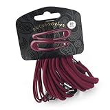 20 Piece Burgundy Hair Elastics Bobbles Bands and Hair Bendie Clips Set
