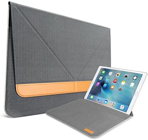 LECASO Luxury Italian PU Leather Case for Surface Pro 12.9” Kickstand Book Case Protector Drop Resistance Full Protection Flip Cover,Grey