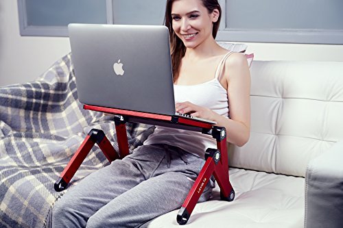 Lavolta Notebook Laptop Ständer Tisch Kühler – 2 Lüfter – Aluminium – Ausklappbare Ebenen – Rot - 4