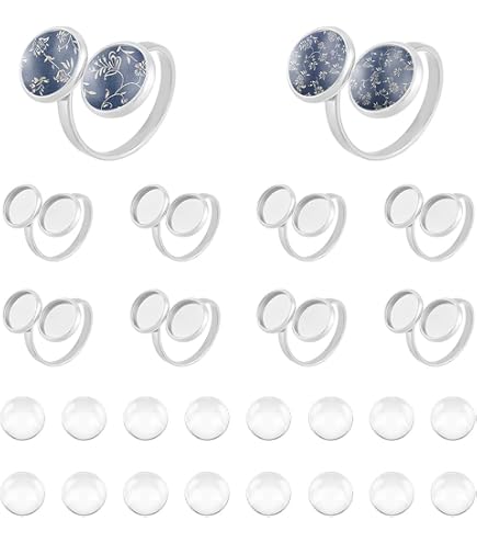 Settings De Bague Cabochon Pandahall - Lot De 9, Acier Inoxydable 304 Doré, Cabochons Verre 16/18/20mm