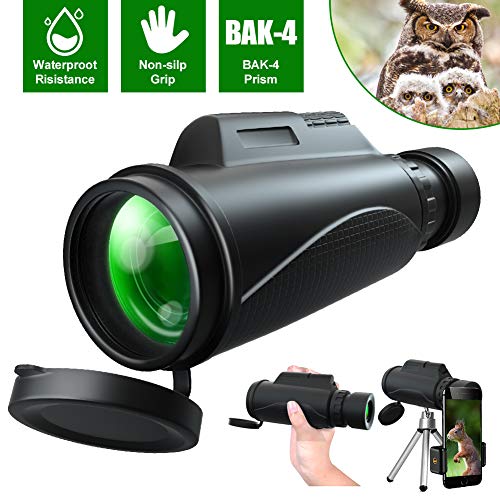 Omid - Telescopio monocular HD monocular de Alta Potencia para BAK4, Impermeable, monocular Transparente con Soporte para Smartphone y trípode, para observación de Aves, Camping, Senderismo, Partido