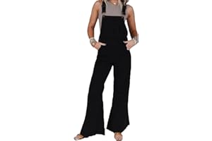 LYSINK Damen-Denim-Latzhose, Sommer-Latzhose, weites Bein, gewaschen, zerrissener Jumpsuit mit Taschen, für Streetwear