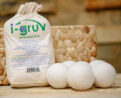 Trocknerbälle für Wäschetrockner aus Wolle von i-Gruv, 6er Set, für schonende Daunenpflege, senkt Stromverbrauch und ist gleichzeitig ökologischer Weichspüler, auch ideale Geschenkidee zu Babykleidung oder Windeln aus Stoff, sparen Sie jetzt! - 2