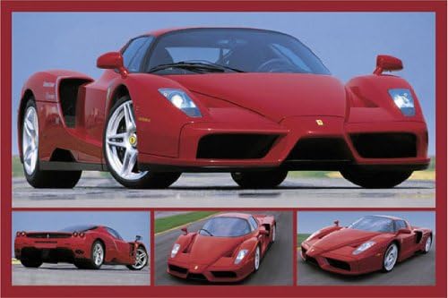 Posters du Monde - HUGE LAMINATED Poster "Ferrari Tribute to Enzo Red Sports Car 4 Pics H" - poster - measures 91.5 x 61 cm approximatively