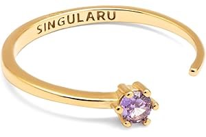 SINGULARU - Anillo Sophie - Anillo Ajustable - Plata de Ley 925 con Acabado Baño de Oro de 18 Kt. o Rodio - Talla Unica - Joyas para Mujer - Hecho en España