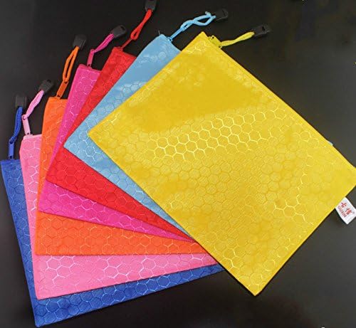 Stationery Ruler 3Pcs Simple Style Hexagon Pattern A4 Zip Bag Document Wallets Pouch(Random Color) Office Supplies