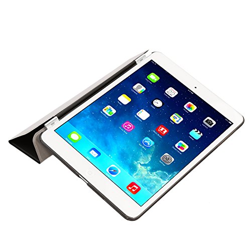 Besmall Neu Ultra Slim Edles iPad mini1 2 3 Hülle – Smart Cover Leder Case Schutz Hülle Tasche + Back Case – inkl. Displayschutzfolie Reinigungstuch Stift mit Multi Ständer Auto Sleep Wake (iPad mini1/2/3, Farbe:Schwarz) - 2