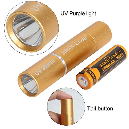 Sidiou Group UV 365nm Mini-Taschenlampe LED-Leuchtstoffmittel Detektor Lichter UV-LED-Taschenlampe mit 14500 600mAh Lithium-Batterie - 8