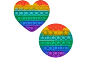 FIDGETARIAN Set Pop it Fidget Toy - Push Pop it Antiestrés Niños - Push Pop Bubble Fidget Juguetes Antiestrés - Sensorial Herramientas para Aliviar el Estrés y la Ansiedad (Arcoíris Círculo + Corazón)