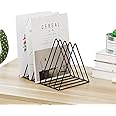 NH10 DESIGNS Triangle Magazine Rack Stand, Newspaper Desk Rack, File Holder Organiser Rack Desktop Metal Iron Book Rack Record Holder Storage Organizers Book (Pack of 1) (Metal Iron) (NHSP)