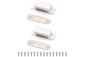 LOCKIMO Calamita Porta, Chiusure Magnetica per Armadietti, Mobili, Cassetti Chiusura Magnetica con Calamita per Ante e Credenze (2 Pezzi, Bianco)