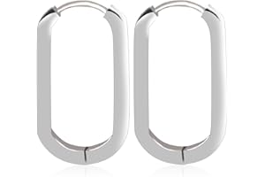 BLMHTWO Rectangle Hoop Earrings Small Huggie Hoop Earrings Sterling Silver U Hoop Earrings Minimalist Earrings for Women Teen Girls