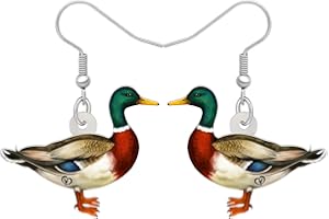 RAIDIN Acrylic Colorful Animal Mandarin Duck Dangle Drop Earrings Cute Anime Duck Hypoallergenic Hook Earrings Jewellery Gifts for Women Girls Kids Charms
