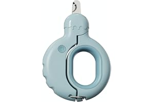 Peticularz® Petits ciseaux à ongles bleus en forme de donut pour chats et chiens avec éclairage LED pour la détection des chiens volants, soin précis des griffes et confort
