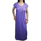 Indiatrendzs Women Maxi Nighty Polka Dot Summer Nightwear Gown 44" (PURPLE)