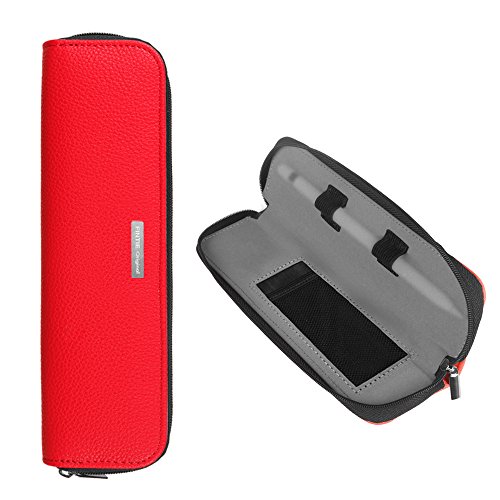 Fintie Apple Pencil Hülle - Premium Kunstleder Schutzhülle Etui Tasche Sleeve Pouch mit integriertem Ablagefach und Halter für Apple iPad Pro Pencil, kompatibel mit Samsung Tab S3 S Pen, Rot