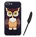 Produktbild iPhone 7 Plus 5,5 zoll Hülle , Edaroo Bunt Malerei Ultra Slim Schwarz Flexible Silikon Gummi Handy Schutzhülle Schale Schutz Phone Case Cover Dauerhaft Stoßfest Bumper für Apple iPhone 7 Plus (5,5 zoll) - Lustige Niedliche graue Eule