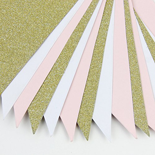 SUNBEAUTY 3 Meter Gold Rosa Weiß Circle Girlande Wimpel Garland Rund Plättchen Geburtstag Party Deko (Wimpel) - 5