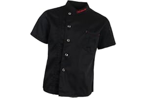 P Prettyia Veste de cuisinier respirante à manches courtes pour la restauration et la restauration