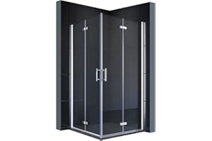 SONNI Kabina prysznicowa 90 x 90 cm, składane drzwi narożne, wejście narożne po obu stronach, składana kabina prysznicowa, składana kabina prysznicowa NANO szkło, podwójne drzwi prysznicowe, wysokość