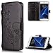 Produktbild FNBK Samsung Galaxy S7 Edge Hülle Leder Schwarz Löwenzahn Blumen Handyhülle Holster Leder Flip Wallet Cover Tasche Stand Case Card Slot Magnetverschluß Kratzfestes Schutzhülle