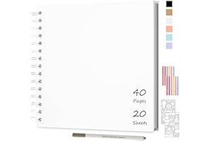 JAECU Album Photo Spirale Scrapbook 21x21cm, DIY Scrapbooking Album 40 Pages, Livre D'or pour Voyage Mariage Anniversaire, Cadeaux pour Bebe Enfant Couple (Blanc)