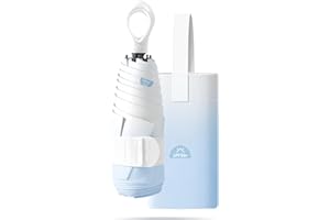 EKUW Mini Compact Folding Travel Umbrella with Ring Handle and Storage bag/Gradient Color/6 * 2Ribs/UV Protection/Sun Rain/Lightweight Small/Handbag/Teflon Coating/Women Kids