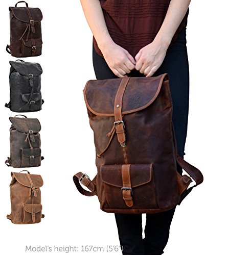 Rucksack Gusti Leder studio  Nolan  Lederrucksack Unirucksack B  ffelleder Gro   Vintage Schwarz 2M23-20-6wp