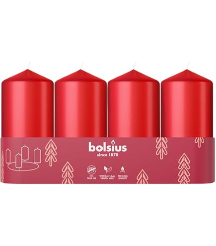 Bolsius Lot de 4 bougies piliers lisses - Anthracite - 15 x 6 cm - Bougies décoratives pour ménage