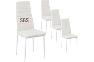 ‎BUYBYROOM buybyroom Esszimmerstühle 4er Set Metall Küchenstuhl, Esstisch Stuhl Bequemer Polsterstuhl SitzfläChe,Weiß