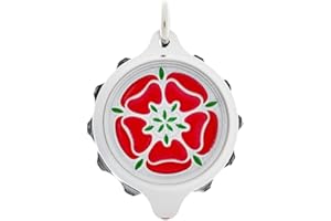 Chrome Plated SOS Talisman Pendant - Tudor Rose Red