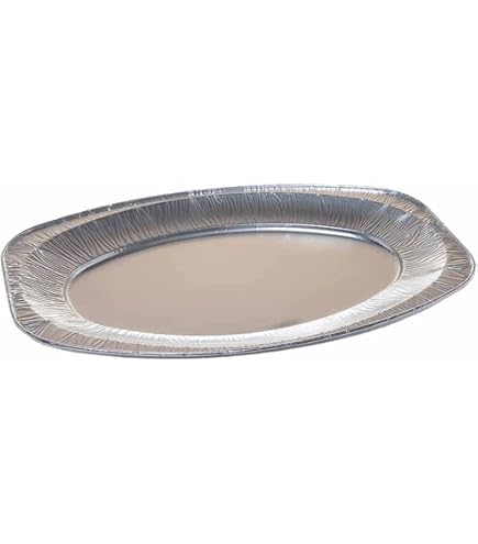 Relaxdays Vassoi in Alluminio, in Set da 25, L x P: 35 x 24 cm, Contenitori Ovali per Griglate e Barbecue, Argento