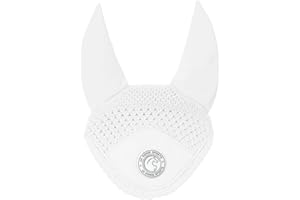 AK RIDING SPORTS AK Bonnet Anti-Mouches pour Chevaux – Oreilles en Lycra Doux, Crochet Serré, Ajustement Confortable – Bonnet Équestre pour Chevaux de Sport AKRS-6069-01 (Blanc, COB / (M))