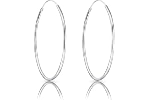 DTPSILVER Pendientes Aro Plata Mujer - Pendientes Aro Hombre - Aros Plata Mujer - Argollas de Plata Mujer - Aros de Plata Mujer - Espesor 1.2 mm - Diámetro 8,10,12,14,16,18,20,25,30,40,50,60,70,80 mm