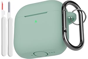 KOKOKA Silikon Hülle Schutzhülle Kompatibel mit AirPods 4. Generation mit Reinigungsset, Stoßfeste Weiche Dünne Schutzhülle Case für Airpods 4 2024 mit Cleaner Kit & Karabiner, Cloud Grey