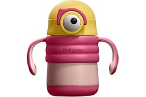 bc babycare Borraccia Termica Bambini 280ml, Biberon 6-12 mesi Tazza per l'apprendimento con cannuccia, Acciaio Inox 316L, 12 Ore di Temperatura, Senza BPA, a Prova di Perdite, Thermos