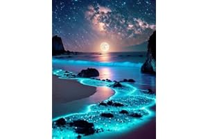 BEAYIOU Strand Malen nach Zahlen für Erwachsene-Landschaften Malen nach Zahlen auf Leinwand ohne Rahmen, DIY Scenery Ölgemälde für Geschenk nach Hause Wanddekoration (12x16 Zoll)